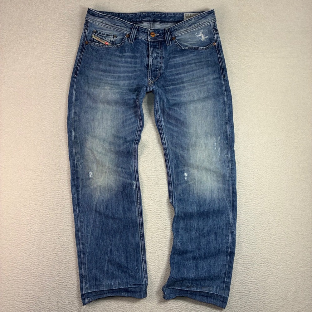 Diesel Viker Jeans Men 33x30 Blue Baggy Faded Loose Straight Distressed 0811I